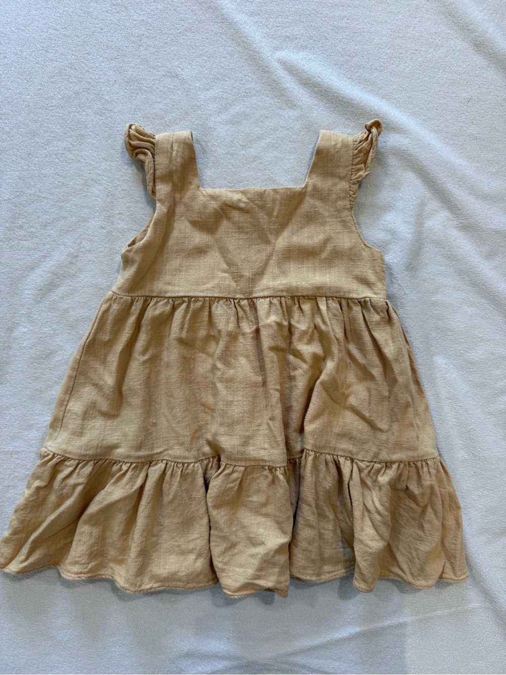 Sleeveless Ruffled Tiered Dress in Beige